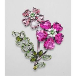 Pretty Lucite Hearts Flower Brooch